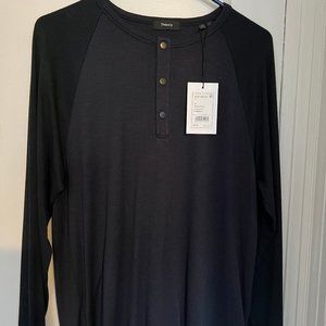 Men's Theory Henley (Black/Blue) Medium | NWT
